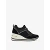 DUNE WOMENS BLACK PLAIN FABRIC EILINE 2 SIDE-ZIP WEDGE MESH LOW-TOP TRAINERS EUR 39 / 6 UK