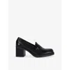Dune Womens Black Plain Leather Gratefully Leather Heeled Loafers Eur 38/5 Uk In Black