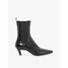 Dune Womens Odele Heeled Patent-leather Ankle Boots Black Printed Leather Eur 39 / 6 Uk In Black
