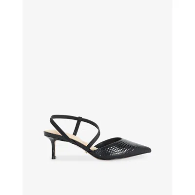 Dune Womens Black Rept Print Leather Charming Leather Slingback Courts Eur 38/5 Uk