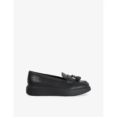 Dune Womens  Glissade Leather Loafers In Black