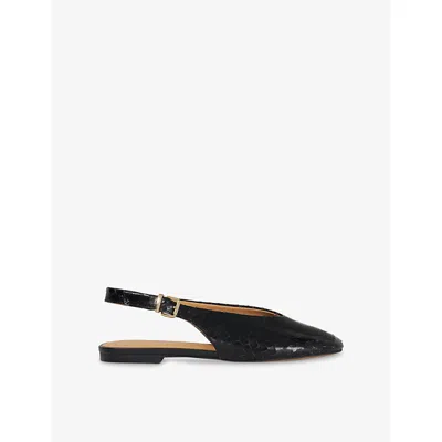 Dune Womens Black Rept Print Leather Honora Reptile-print Leather Slingbacks Eur 38/5 Uk