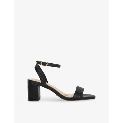 Dune Womens  Melini Block-heel Woven Sandals In Black Rept Print Leather