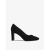 Dune Womens Black Suede Arriving Closed-toe Suede Heeled Courts In Black Suede