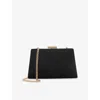 Dune Womens Black Suede Bellaria Angled Frame Woven Clutch In Black