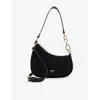 Dune Womens Black Suede Direction Small Suede Shoulder Bag In Black
