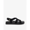 DUNE DUNE WOMEN'S BLACK-SUEDE LOUPIN CUT-OUT SUEDE SANDALS