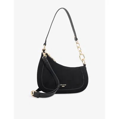 Dune Womens Black Suede Mix Direction Small Suede Shoulder Bag