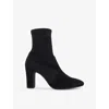 Dune Womens Black Suede Mix Optilly Slip-on Heeled Suede Ankle Boots In Black Suede Mix