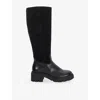 Dune Womens Tallon Leather And Suede Knee-high Boots Black Suede Mix Eur 39 / 6 Uk In Multi