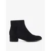 Dune Womens Black-suede Pippie Block-heel Suede Ankle Boots In Black-suede