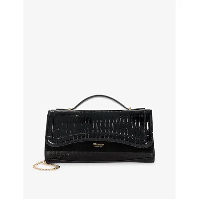 Dune Womens Black Synthetic Croc Edited Croc-effect Faux-leather Top-handle Bag