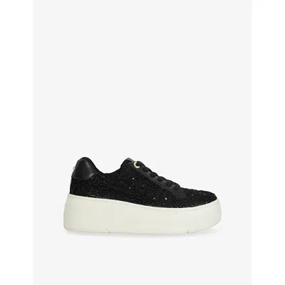 Dune Womens  Episode Sequin-embellished Woven Flatform Low-top Trainers In Black Synthetic