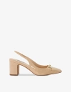 DUNE DUNE WOMEN'S BLUSH-PATENT SYNTHETIC DETAILED POINTED-TOE FAUX PATENT-LEATHER SLINGBACK HEELS