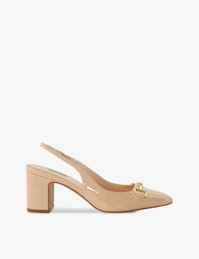 Dune Womens Blush-patent Synthetic Detailed Pointed-toe Faux Patent-leather Slingback Heels