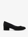 Dune Womens Black-suede Bracket Comfort Round-toe Suede Heeled Courts In Black