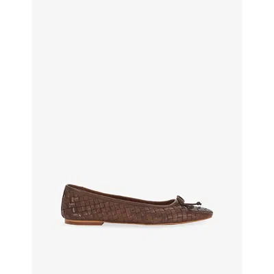 Dune Womens  Heat Woven Leather Ballet Flats In Brown Leather