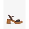 Dune Womens Brown Leather Jeane Leather Heeled Sandals Eur 40 / 7 Uk