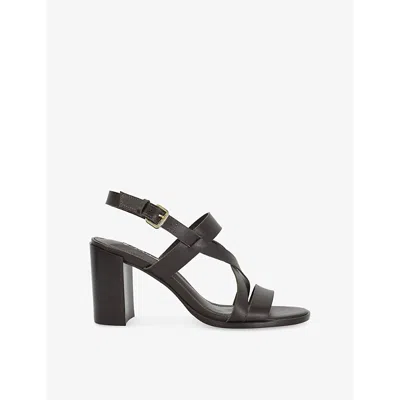 Dune Womens  Juneo Leather Block-heel Sandals In Brown Leather