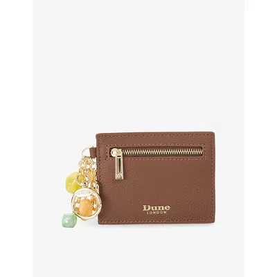 Dune Womens Brown Leather Klub Charm-embellished Leather Purs