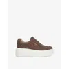 Dune Womens Brown Leather Mix Esthie Flatform Faux Leather Trainers Eur 36 / 3 Uk
