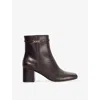 Dune Womens Brown Leather Oaklee Leather Heeled Ankle Boots Eur 41 / 8 Uk In Brown