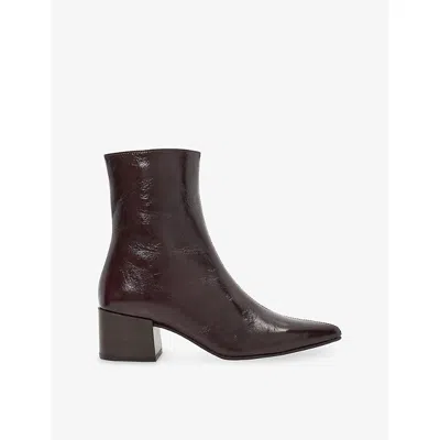 Dune Womens Brown Leather Pami Leather Heeled Ankle Boots Eur 40 / 7 Uk