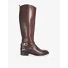 Dune Womens Brown Leather Talias Leather Knee-high Boots Eur 41 / 8 Uk In Brown