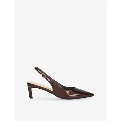 Dune Womens Brown Patent Celinna Pointed-toe Leather Court Shoes Eur 39 / 6 Uk