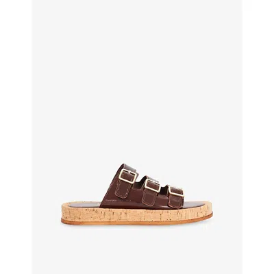 Dune Womens  Lures Leather Sandals In Brown Patent