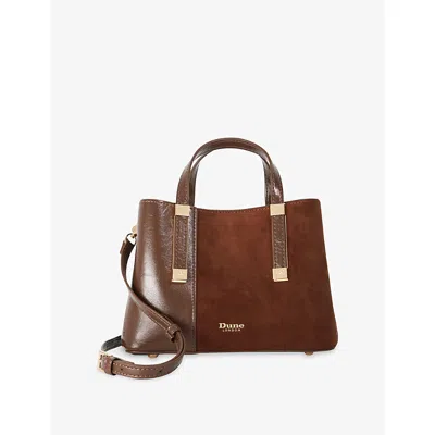 Dune Womens Brown Plain Synthetic Dinkydorry Mini Faux-leather Tote Bag
