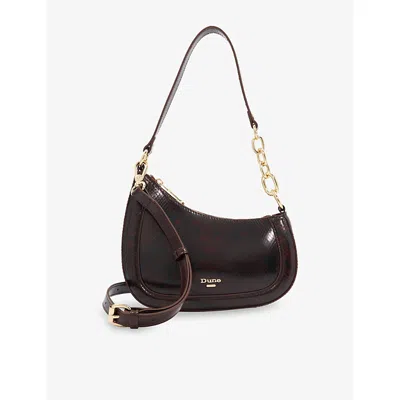Dune Womens Brown Rept Print Leather Direction Small Leather Shoulder Bag