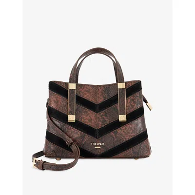 Dune Womens Brown   Reptile Syntheti Dinkydorry Mini Faux-leather Tote Bag