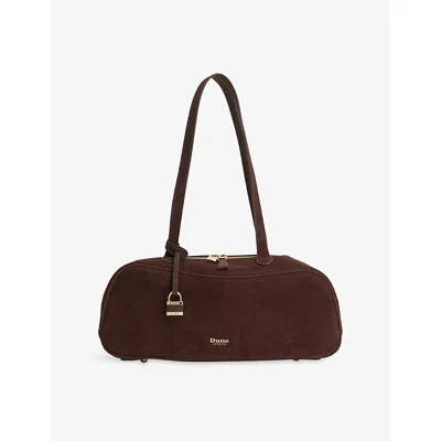 Dune Womens Brown Suede Day Medium Suede Bowler Shoulder Bag