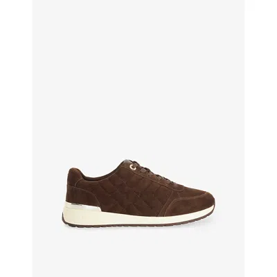Dune Womens Brown Suede Evelie Quilted Suede Trainers Eur 38/5 Uk