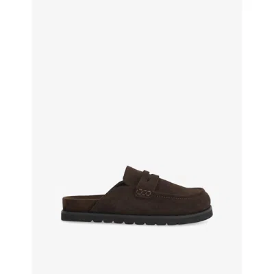 Dune Womens Brown Suede Goldens Suede Mule Loafers Eur 40 / 7 Uk In Multi