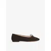 Dune Womens  Hilife Bow Suede Ballet Flat Shoes In Brown Suede