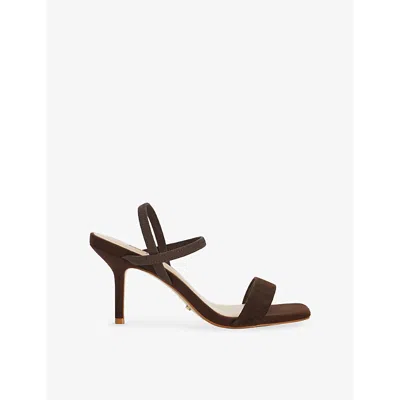 Dune Womens  Methodical 75 Elasticated-strap Suede Heeled Sandals In Brown Suede