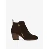 Dune Womens  Paicing Pointed-toe Suede Heeled Ankle Boots In Brown Suede