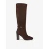 Dune Womens Brown Suede Starlling Suede Heeled Knee-high Boots Eur 40 / 7 Uk In Brown
