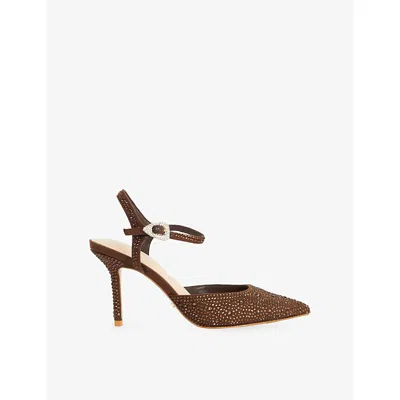 Dune Womens Brown Synthetic Compliments Crystal-embellished Courts Eur 38/5 Uk