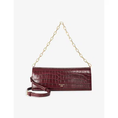Dune Womens Burg Croc Print Leather Bemuse Mock-croc Leather Shoulder Bag