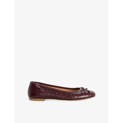 Dune Womens Burg Croc Print Leather Helenne Leather Ballet Flats Eur 38/5 Uk