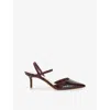 Dune Womens Burgundy Croc Leather Classical Leather Courts Eur 41 / 8 Uk In Burgundy