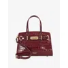 Dune Womens Dinkydefine Mini Belted Crocodile-embossed Leather Tote Burgundy Croc Leather