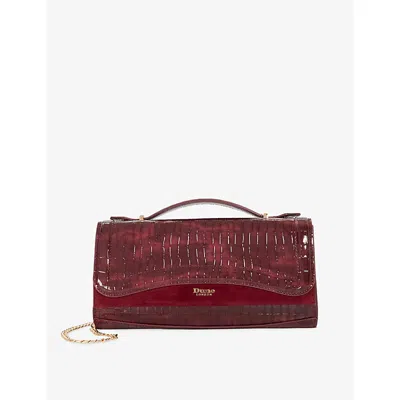 Dune Womens Burgundy Croc Synthetic Edited Faux-leather Top-handle Bag