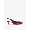 Dune Womens  Content Bug-embellished Leather Slingback Courts In Burgundy Leather