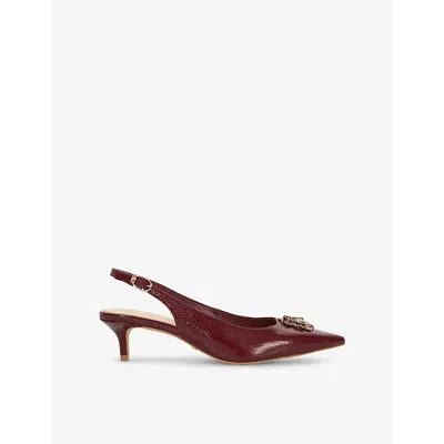 Dune Womens  Content Bug-embellished Leather Slingback Courts In Burgundy Leather