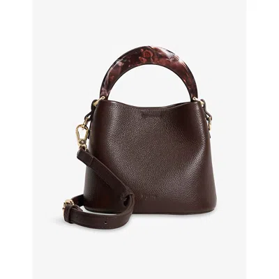Dune Womens Dharla Moulded-handle Leather Handbag Burgundy Leather