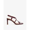 Dune Womens  Motivated T Leather Heeled Sandals In Burgundy Leather